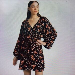 ALC Floral Wrap Silk Mini Dress 0